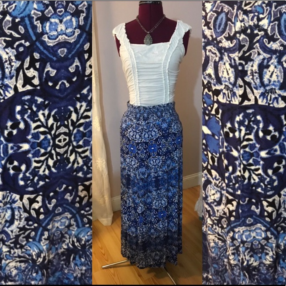 Fabulous blue and white maxi skirt